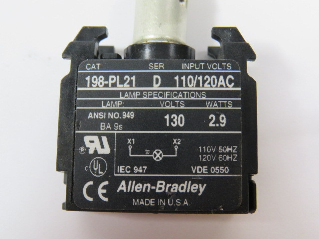 Allen-Bradley 198-PL21 Series D Lamp Module 110/120AC USED