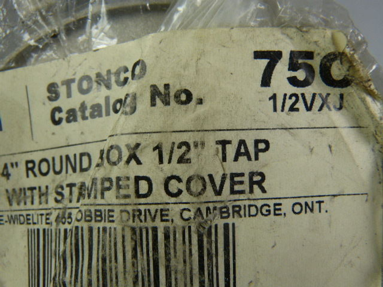 Stonco 750 1/2VXJ Stamped Cover 4" Round Box 1/2 Tap - Gray ! NEW !