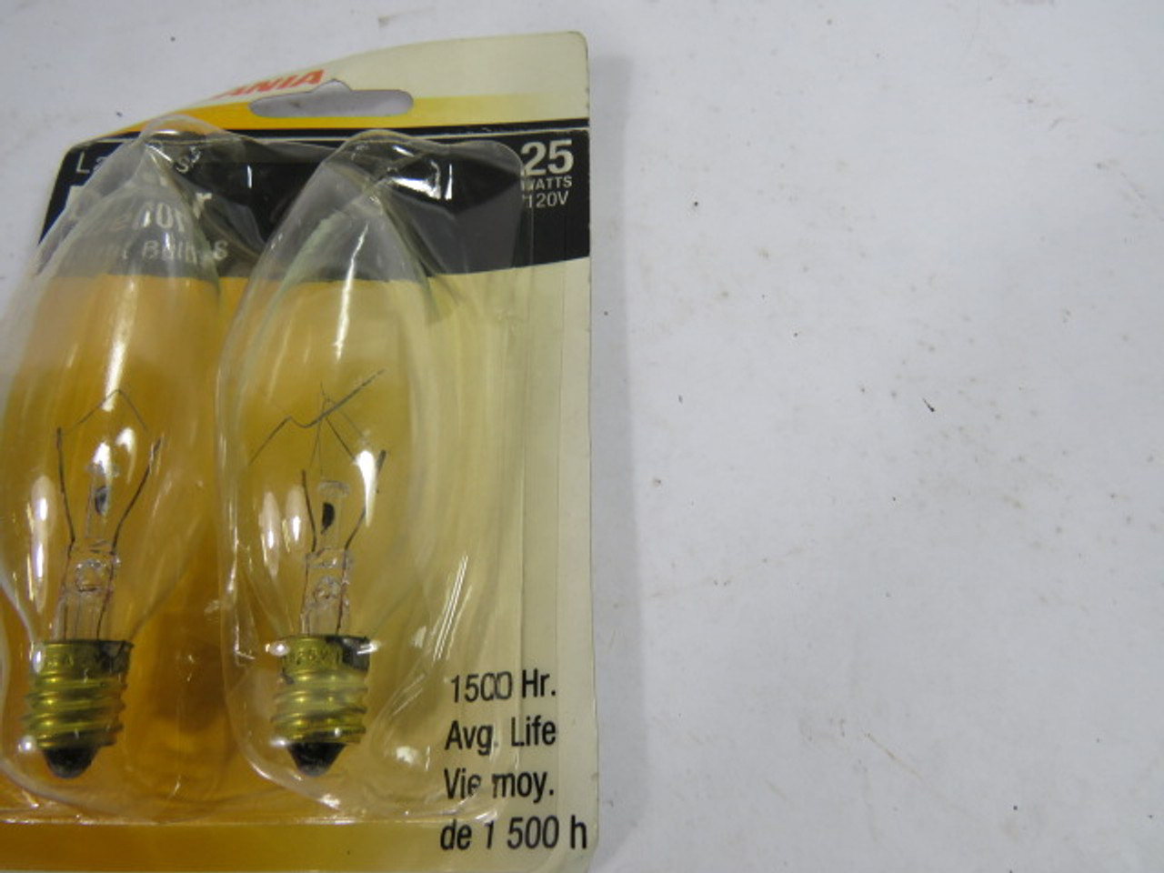 Sylvania 25CA10CBL 18406 Light Bulbs 25W 120V 1500hrs. 2-PK ! NEW !