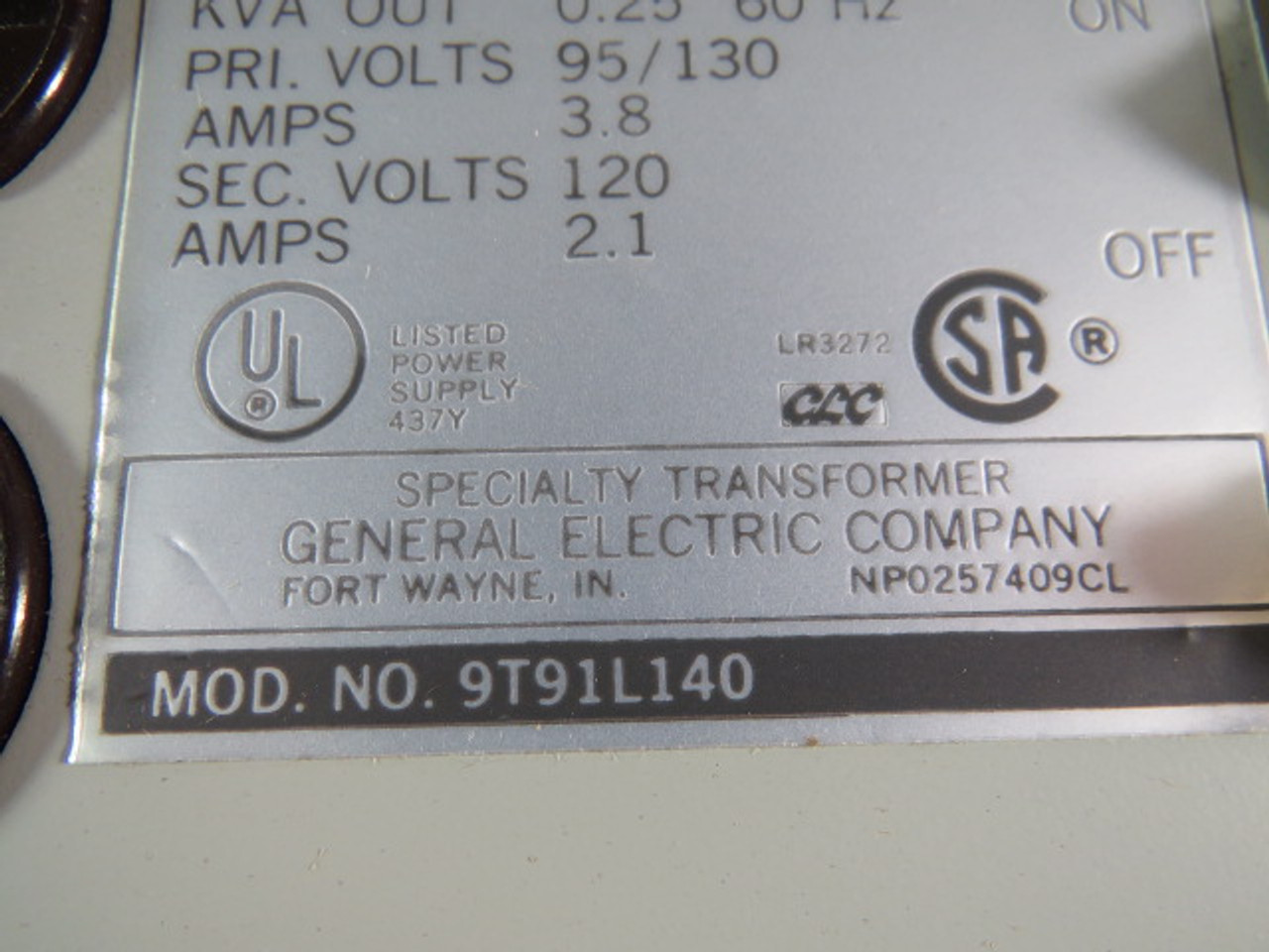 General Electric 9T91L140 Line Conditioner .250kVa 95-130V 1Ph 60Hz. ! NEW !