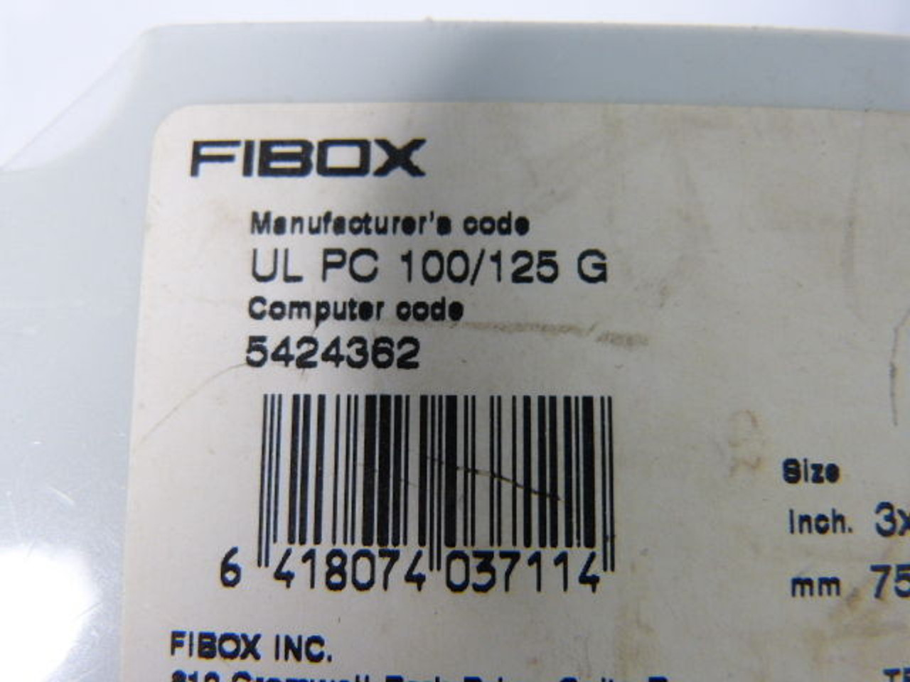 Fibox UL PC 100/125G Enclosure 3X5X5" ! NEW !