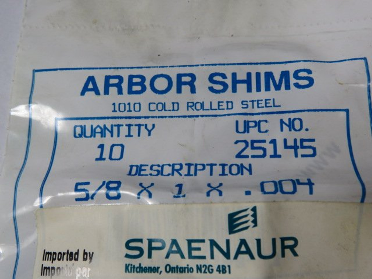 Precision Brand 25145 Arbor Shims 5/8X1X.004 Pack of 10 ! NWB !