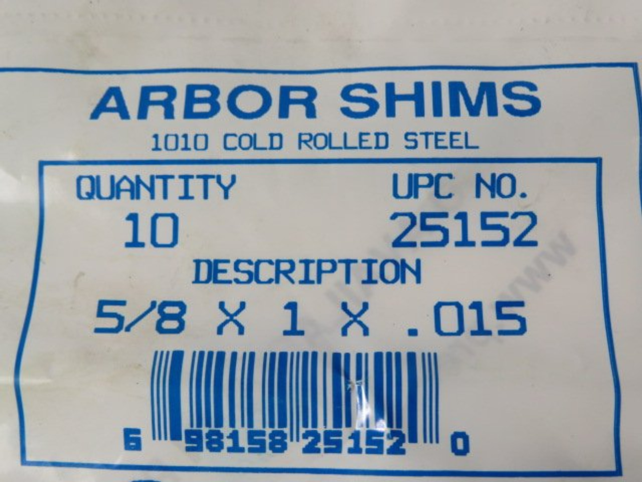 Precision Brand 25152 Arbor Shims 5/8X1X.015 Pack of 10 ! NWB !