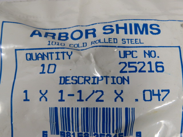 Precision Brand 25216 Arbor Shims 1X1-1/2X.047 Pack of 10 ! NWB !