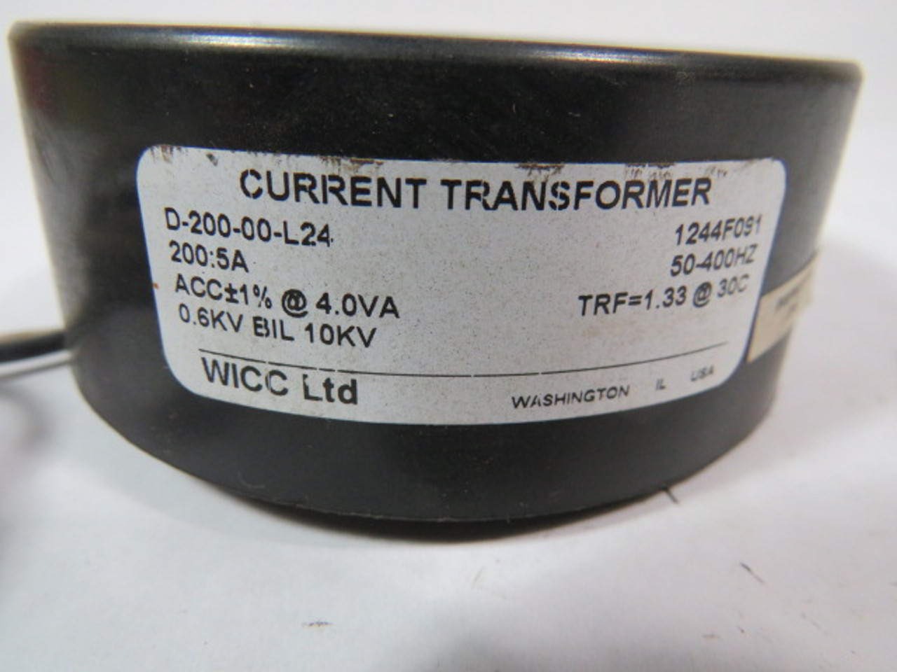 Wicc D-200-00-L24 Current Transformer 200:5A 4 VA PRI 0.6KV SEC 10KV USED