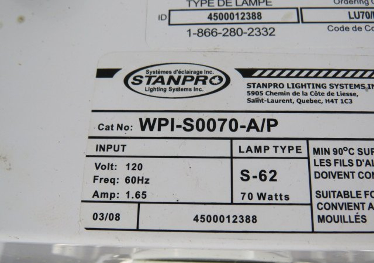 Stanpro WPI-S0070-A/P Mini Lux Cube 70W 120V 60HZ 1.65A USED