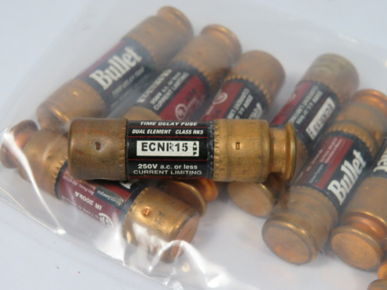 Bullet ECNR15 Time Delay Dual Element Fuse 15A 250V Lot of 10 USED