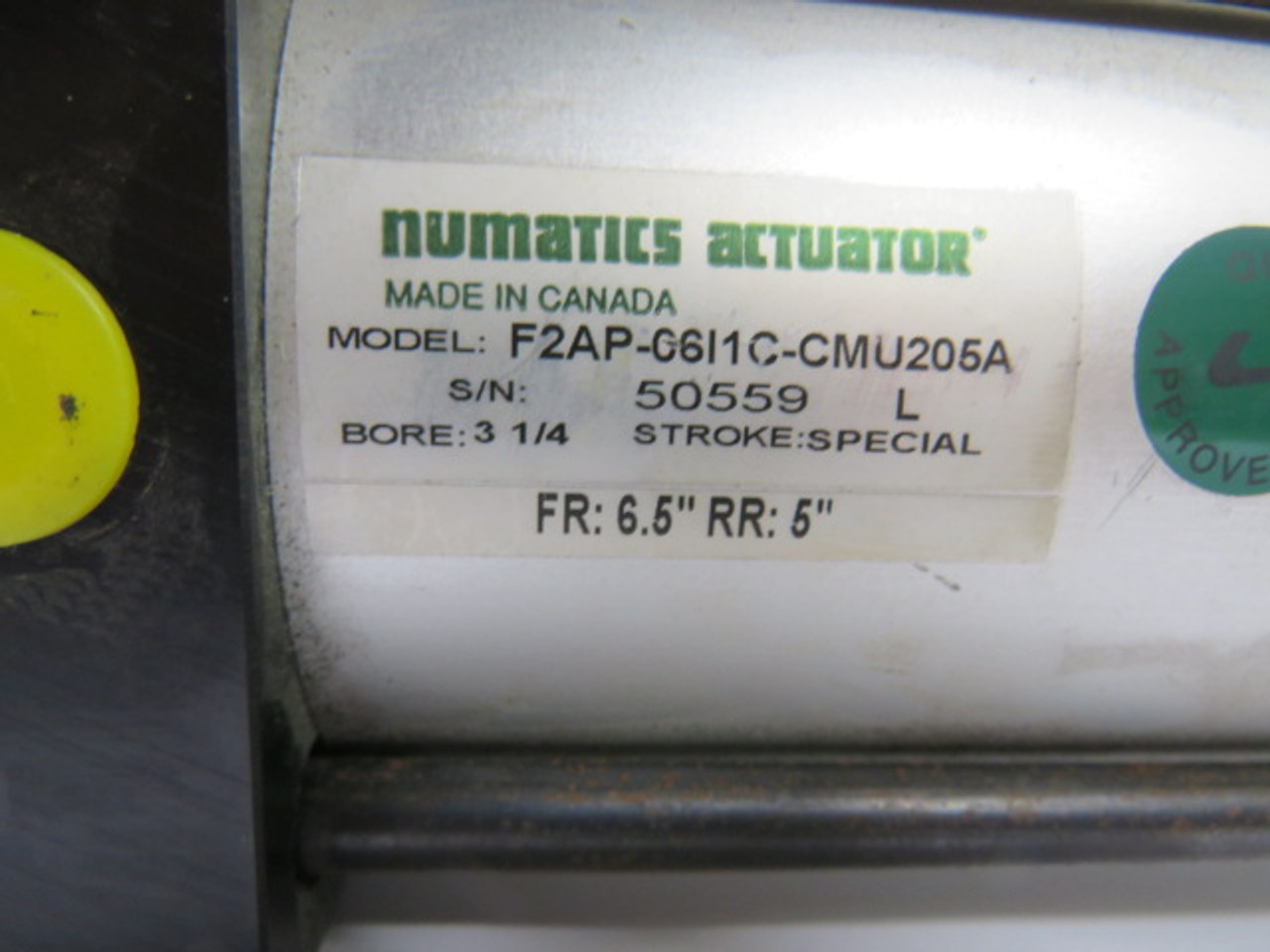 Numatics F2AP-06I1C-CMU205A Pneumatic Cylinder Stroke FR 6.5" RR 5" USED