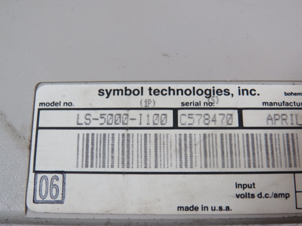 Symbol Technologies Inc. LS-5000-I100 Laser Barcode Scanner USED