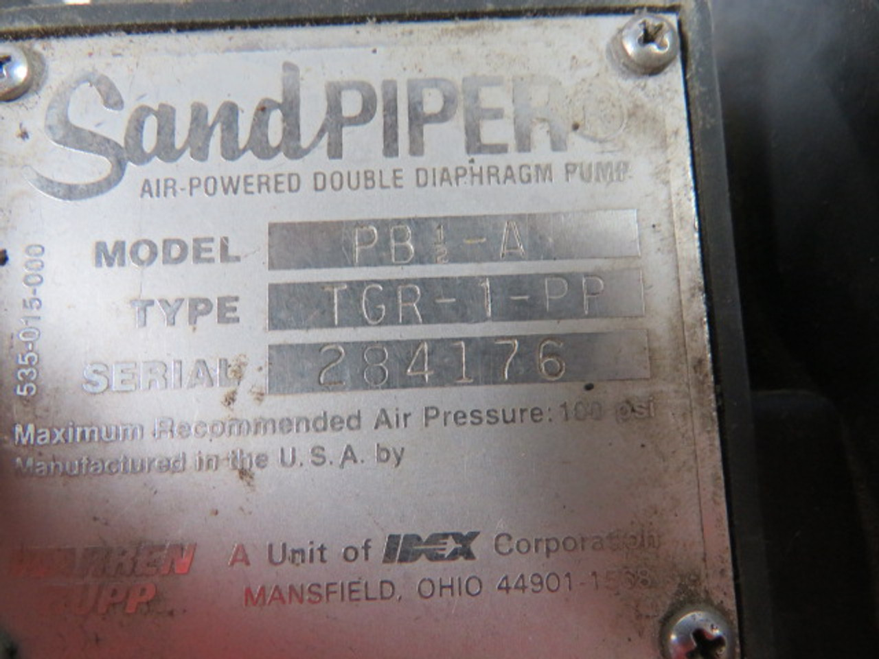 Sandpiper PB1/2-A Type TGR-1-PP Diaphragm Pump w/o Chassis ! AS IS !