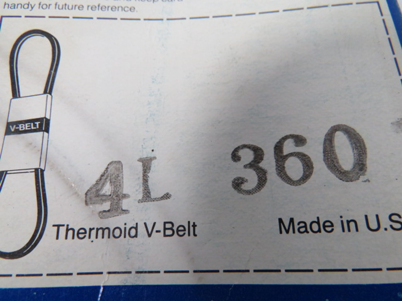 Thermoid 4L360 V-Belt 36" Long .50" Wide .31" Thick ! NEW !