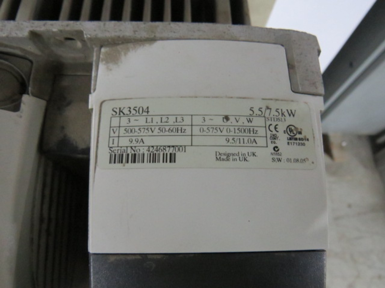 Emerson SK5010-1337 AC Drive 10HP 3Ph 575V 11A 50/60Hz USED