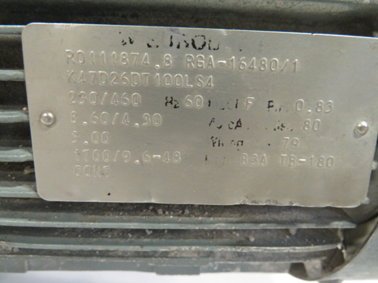 Sew-Eurodrive 3HP 1700RPM 230/460V TEFC C/W Gear Reducer Unknown Ratio USED