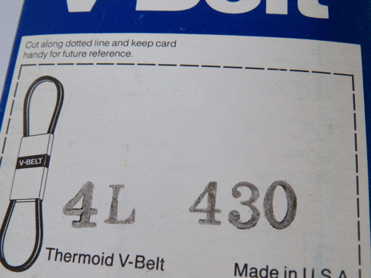 Thermoid 4L430 V-Belt 43" Long 1/2" Wide 5/16" Thick ! NEW !