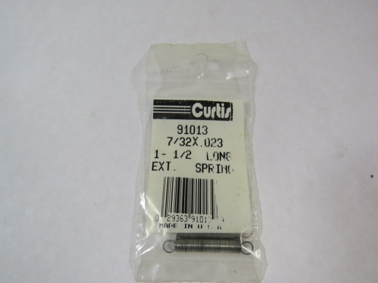 Curtis 91013 Extension Spring 1-1/2" L 7/32" OD .023" WD 2-Pk ! NWB !