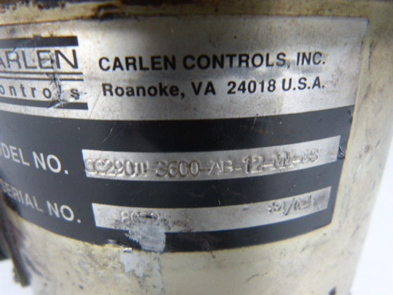 Carlen Controls CC290T-3600-AB-12-MM-MS Encoder Motor USED