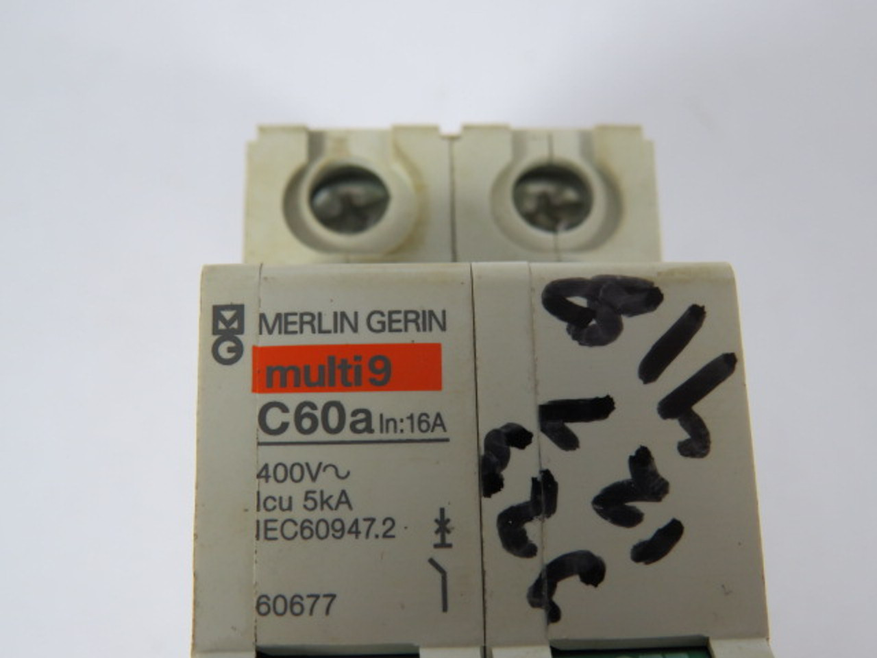 Merlin Gerin 60677 C60A Circuit Breaker 16A 400VAC 2Pole USED