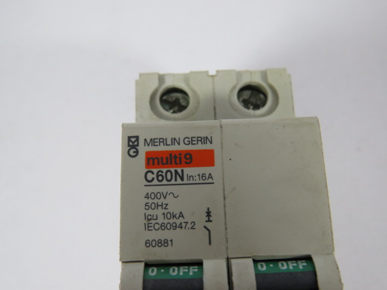 Merlin Gerin 60881 C60N Circuit Breaker 16A 400VAC 2P 50Hz. USED
