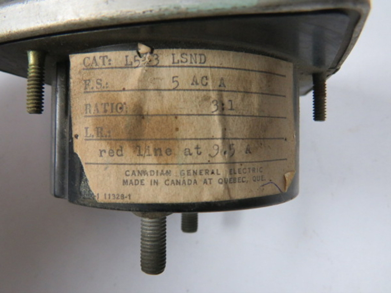 General Electric L543-LSND AC Panel Meter Range 0-15Amps USED