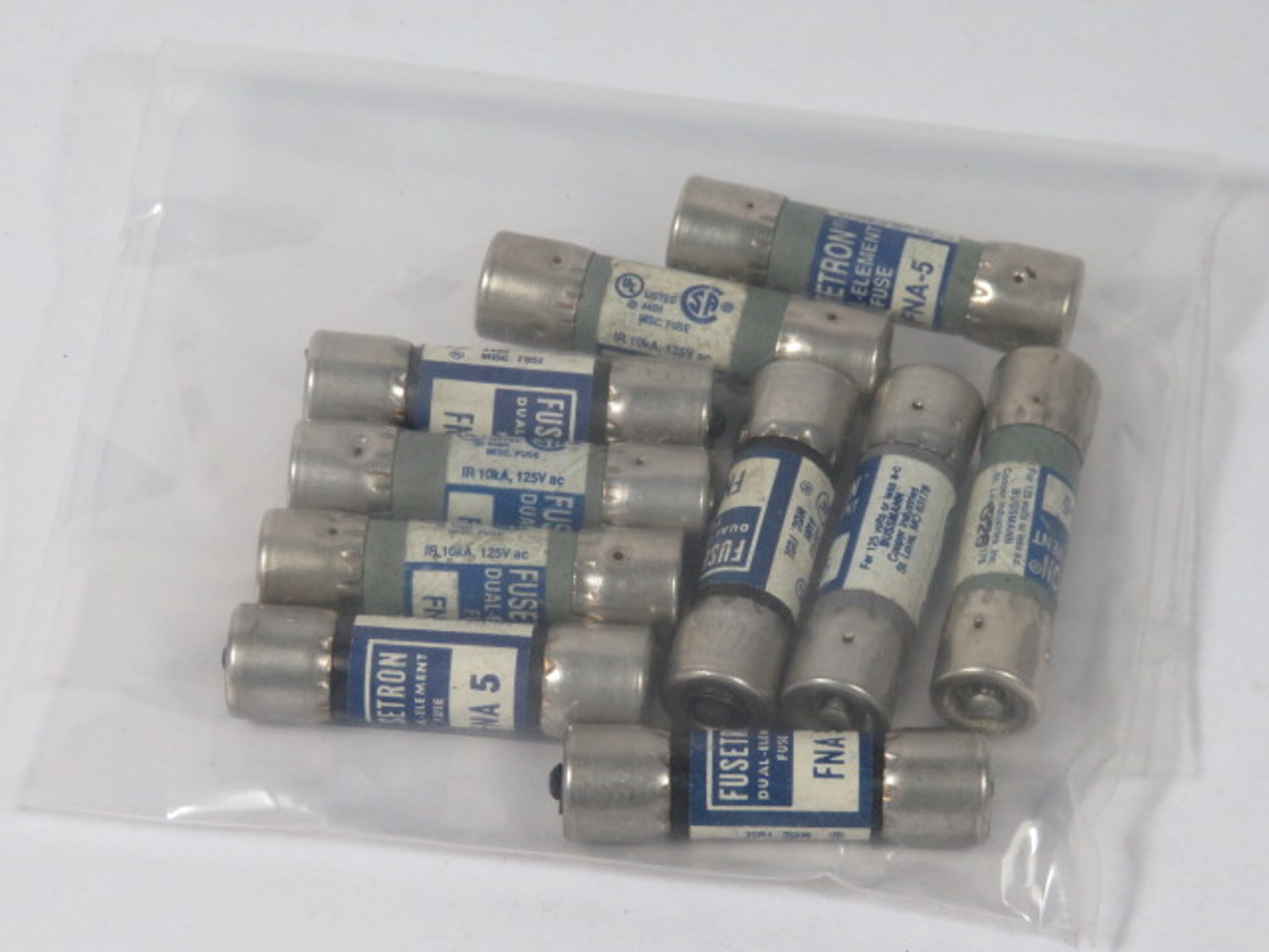 Fusetron FNA-5 Dual Element Fuse 5A 125V Lot of 10 USED
