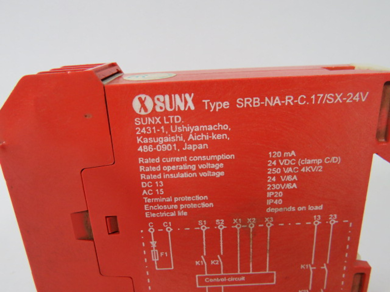 Sunx SRB-NA-R-C.17/SX-24V Safety Relay 24VDC 250VAC 120mA USED