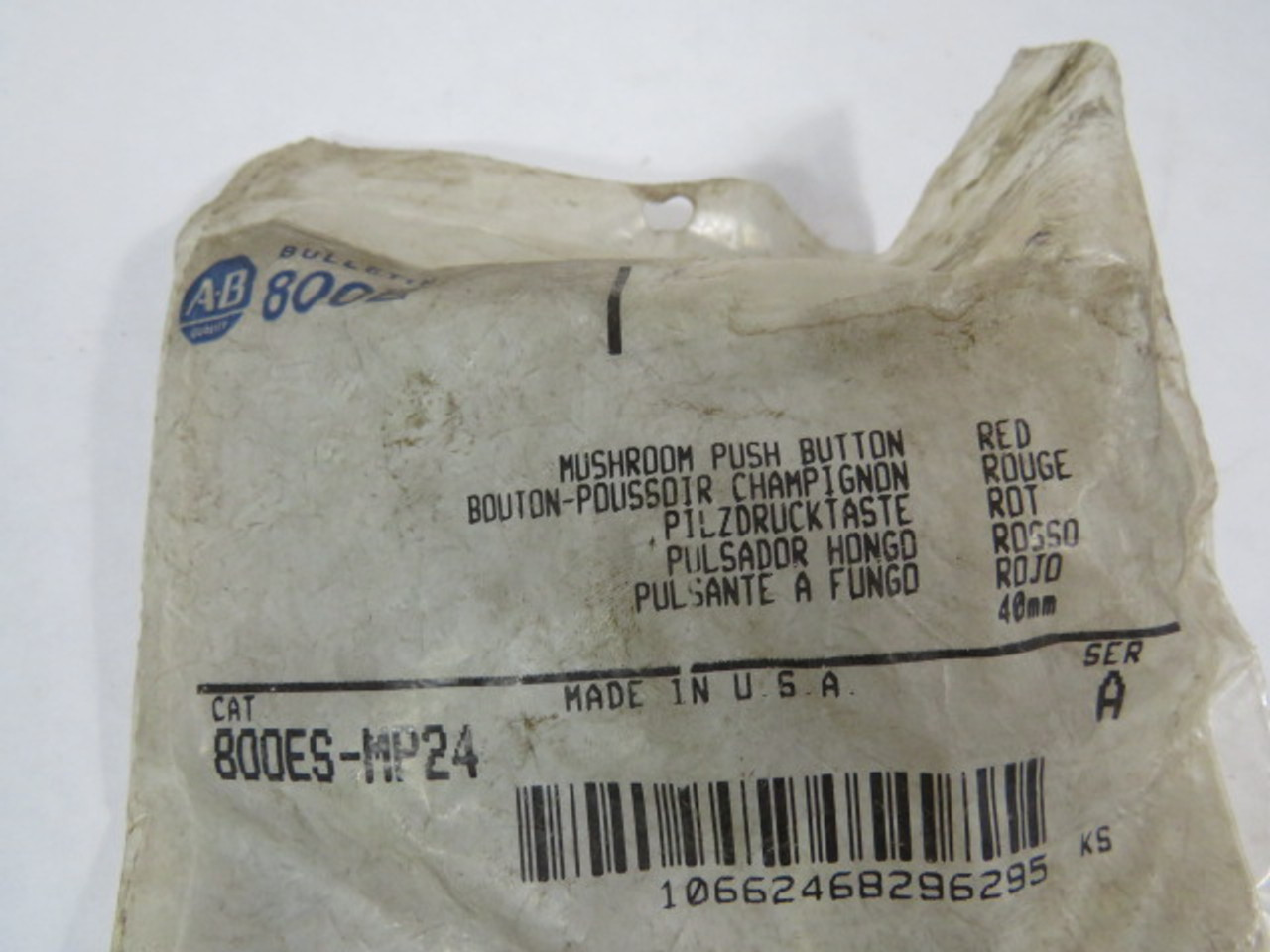 Allen-Bradley 800ES-MP24 Series A Red 2 Position Mushroom Push Button ! NWB !