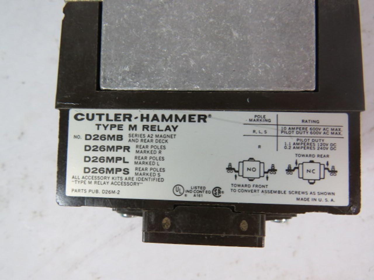 Cutler-Hammer D26MR40A Relay Type M 110/120V 50/60Hz 600V 4NO ! NOP !