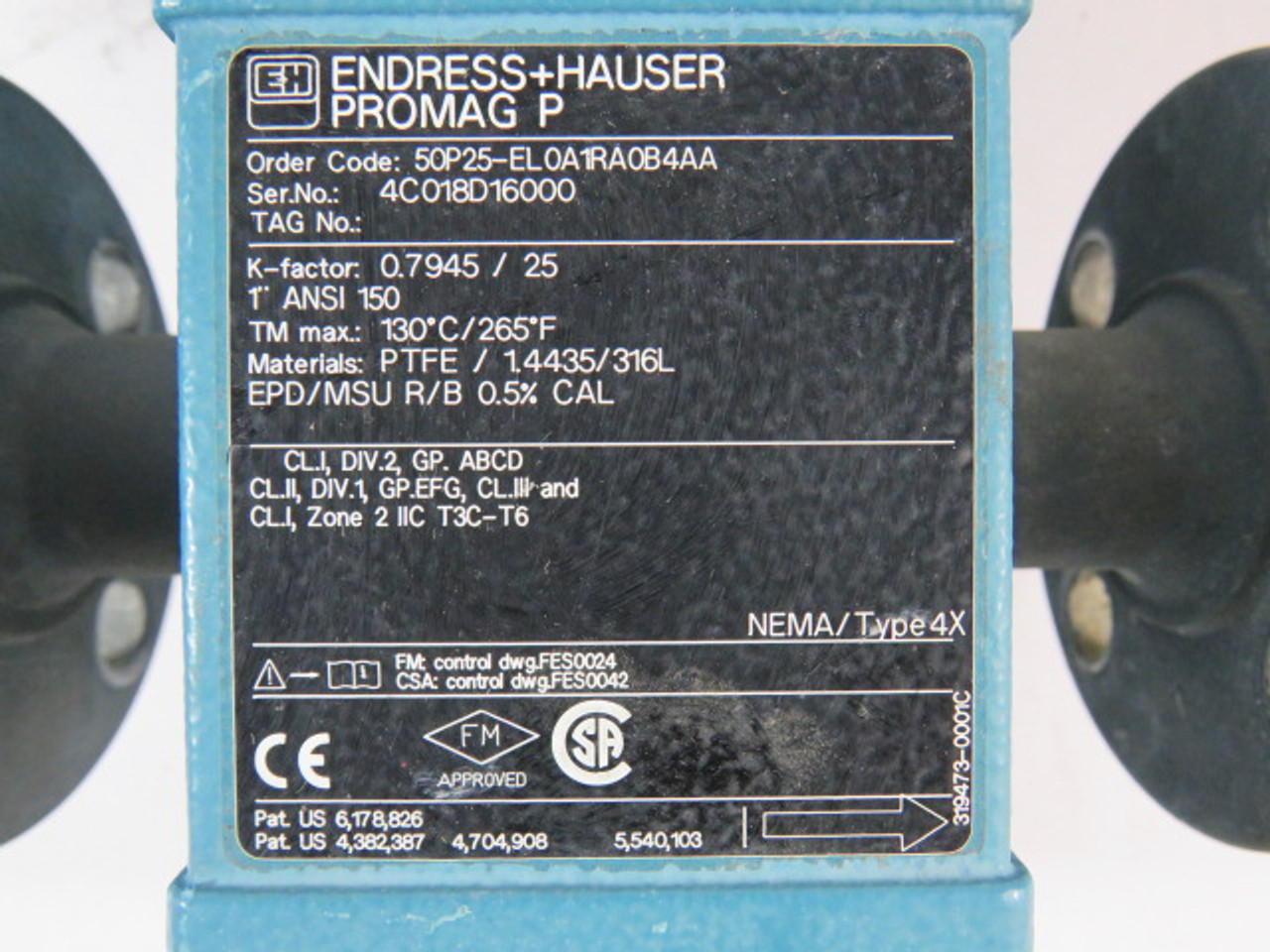 Endress+Hauser 50P25-EL0A1RA0B4AA Electromagnetic Flow Meter 85-260VAC USED