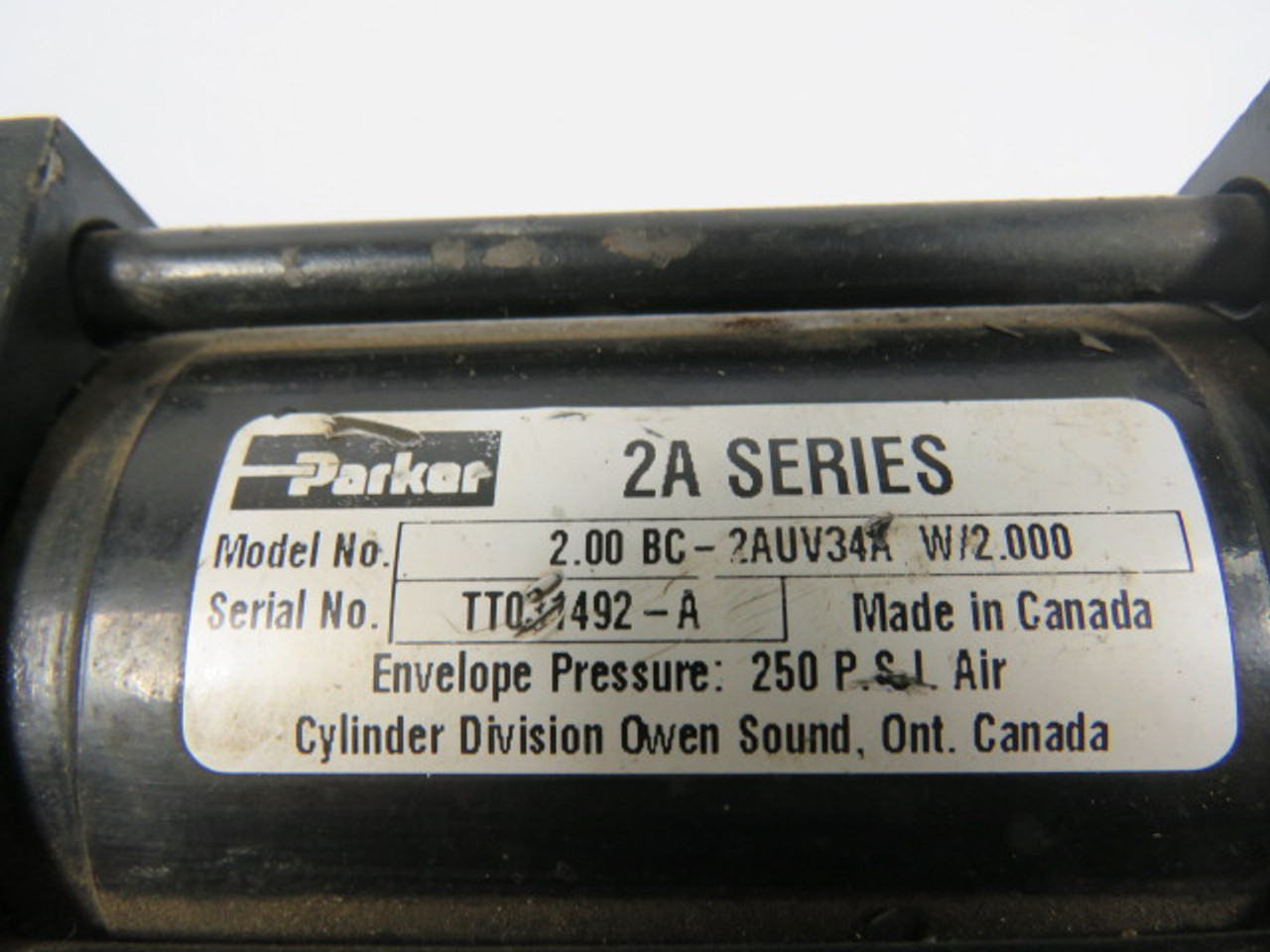 Parker 2.00BC2AUV34AW/2.000 Pneumatic Cylinder 2" Bore 2" Stroke USED
