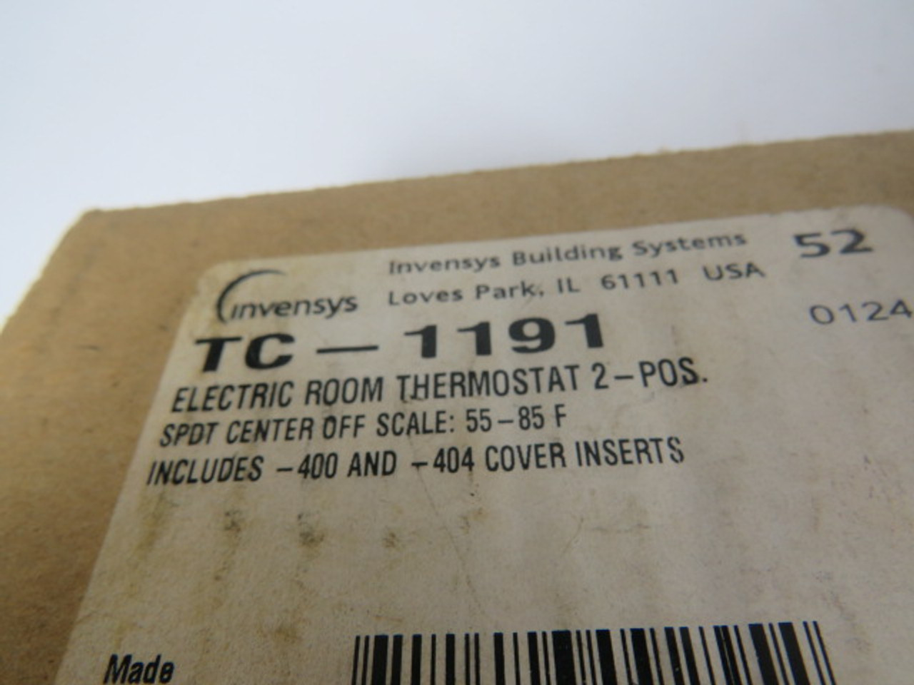 Invensys TC-1191 2-Position Electric Room Thermostat 55-85DEG F ! NEW !