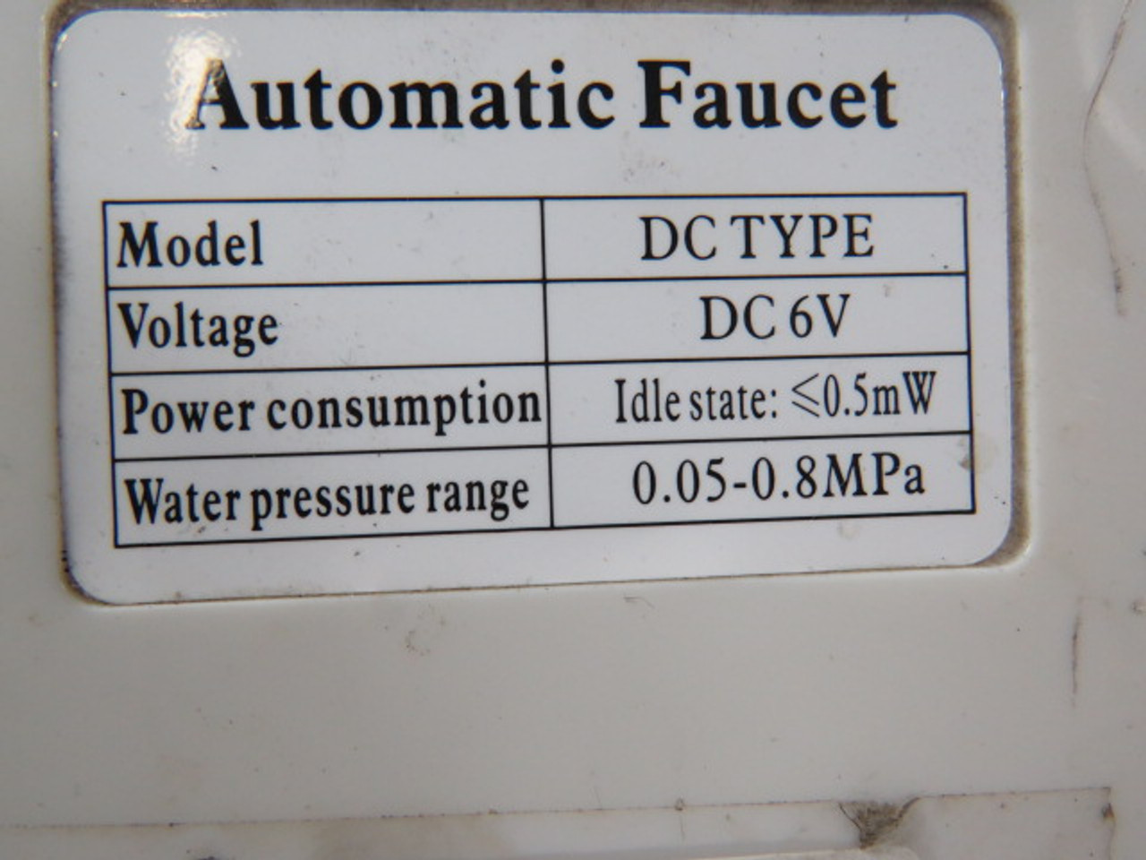 Biochem DCTYPE Automatic Faucet Module 6VDC 0.5mW BROKEN CORNER USED