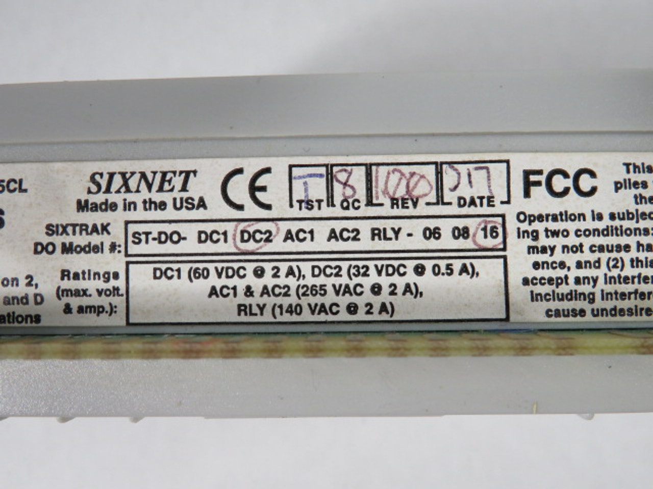 Sixnet ST-DO-DC2-16M Discrete Output Module W/O Base 16-Output 32VDC@.5A USED