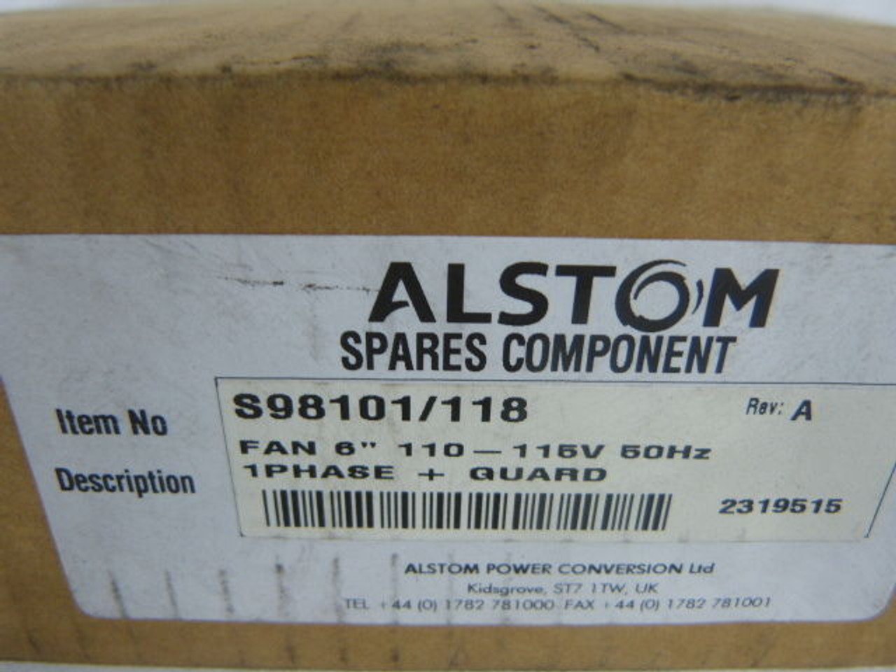 Alstom S98101/118 Fan w/ Guard 6" 110-115V 1Phase 50Hz ! NEW !