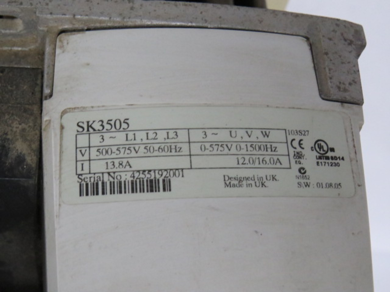 Emerson SK5015-1337 AC Drive 15HP 3Ph 575V 16A 50/60Hz USED