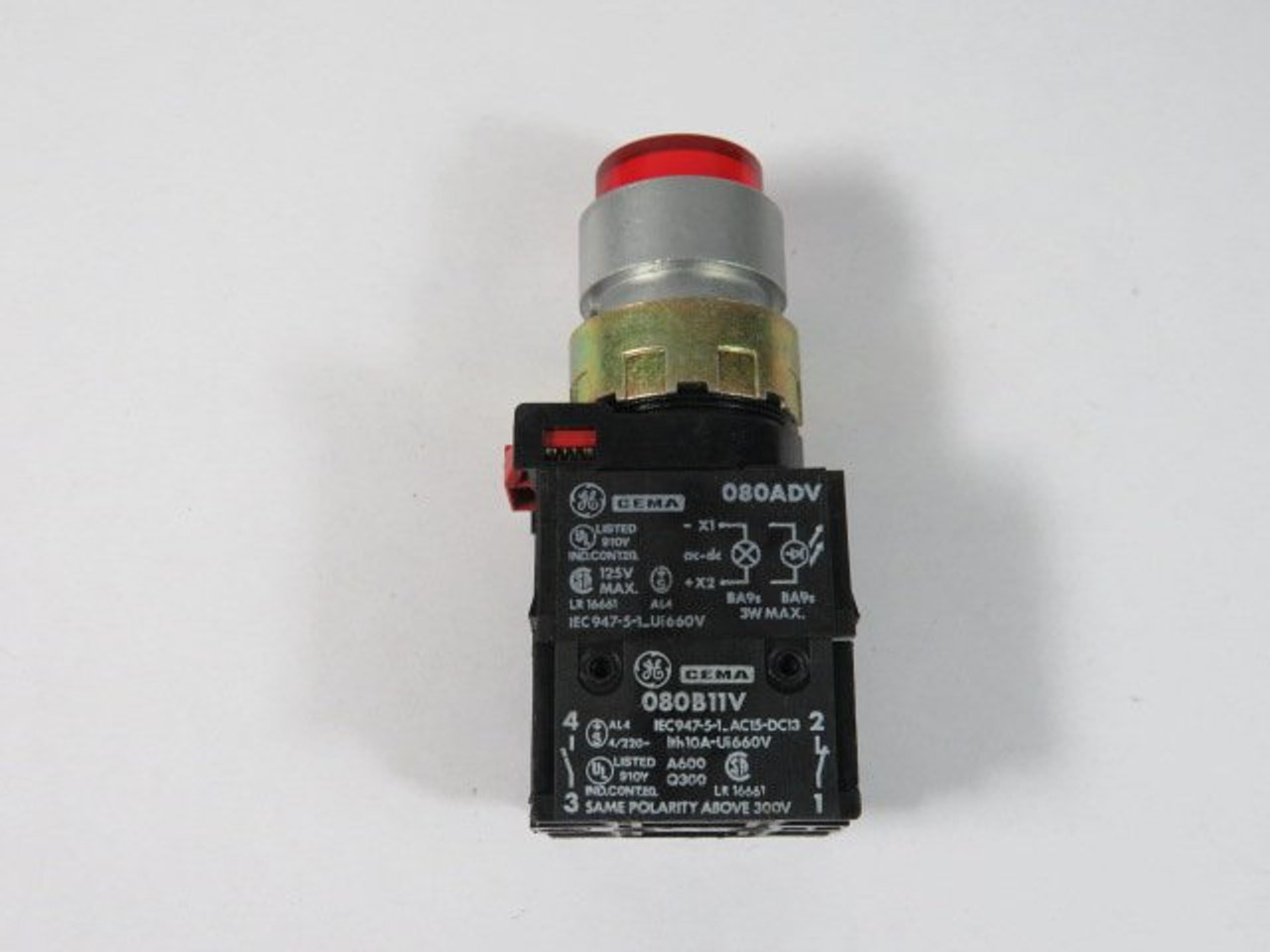 General Electric P9MPNRS Red Extended Push Button 1NO/1NC USED