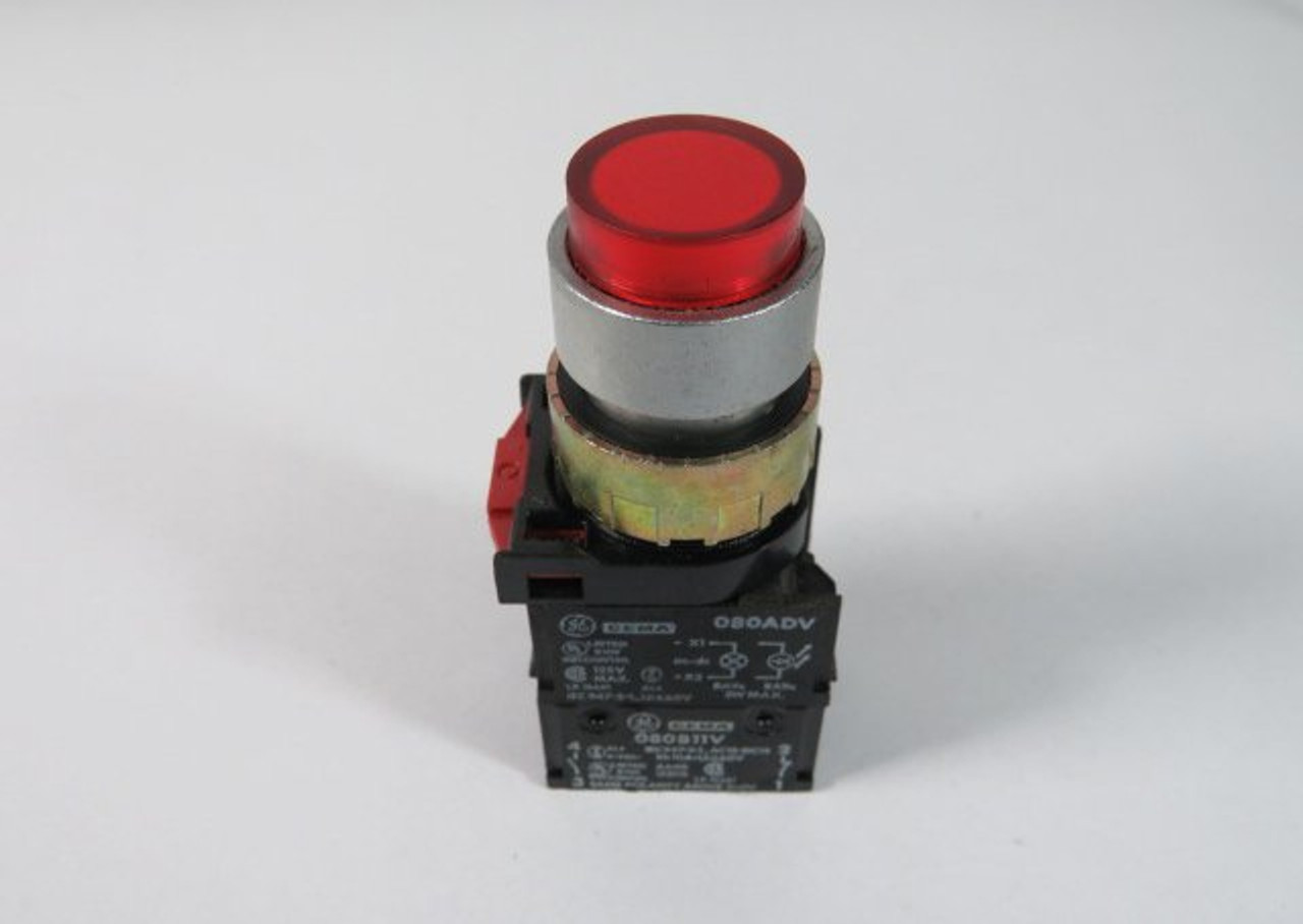 General Electric P9MPNRS Red Extended Push Button 1NO/1NC USED