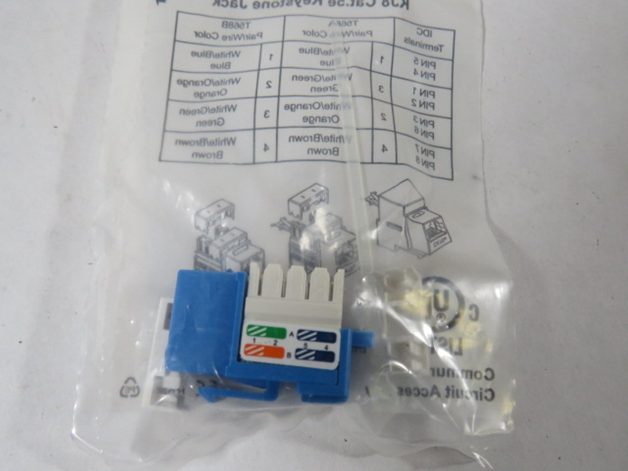Keystone Jack KJ8-CAT5E Cable Organizer Unshielded Blue (Pack of 5) ! NWB !