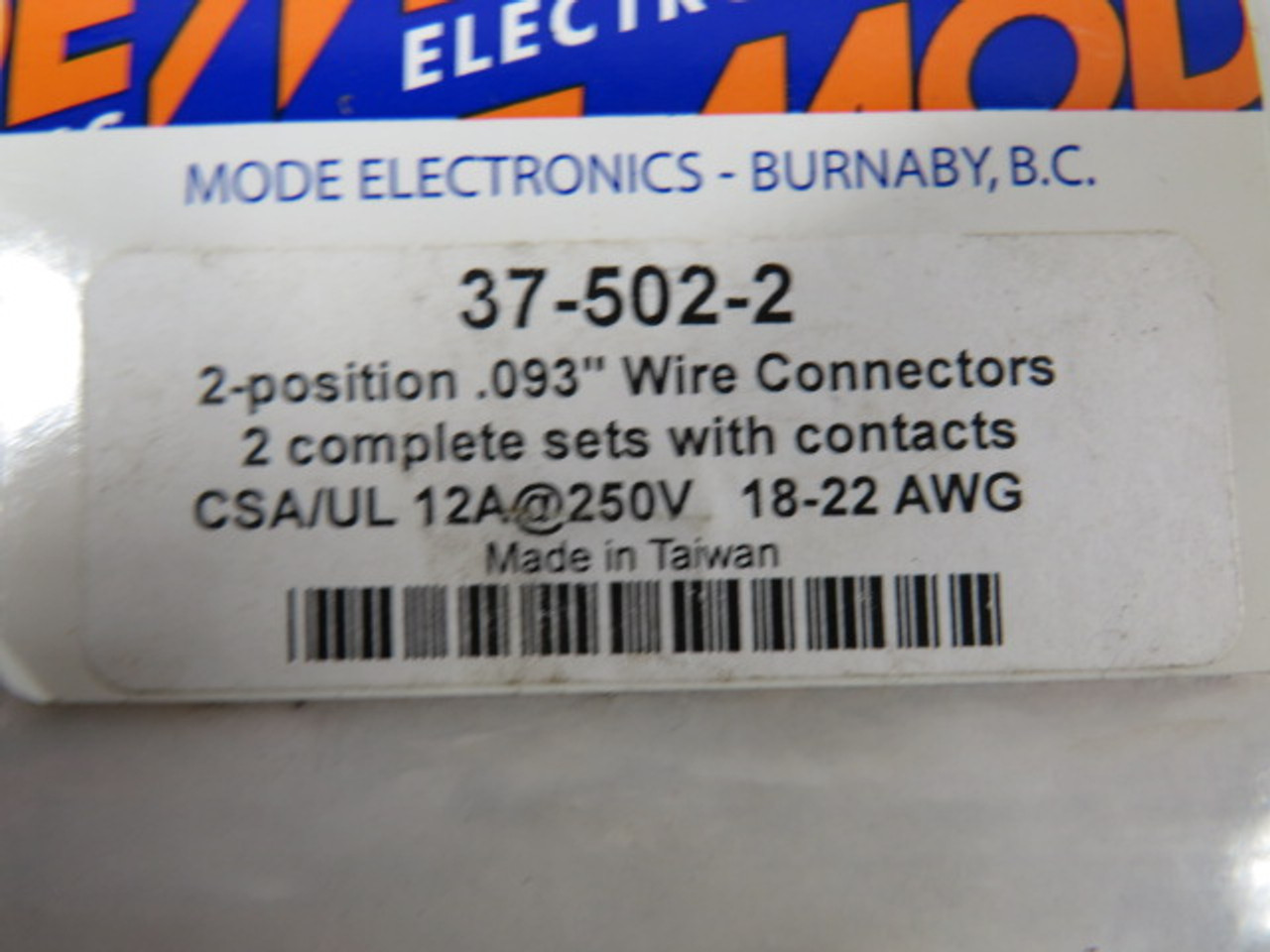 Mode Electronics 37-502-2 2 Position Wire Connector 0.93"Wire ! NWB !
