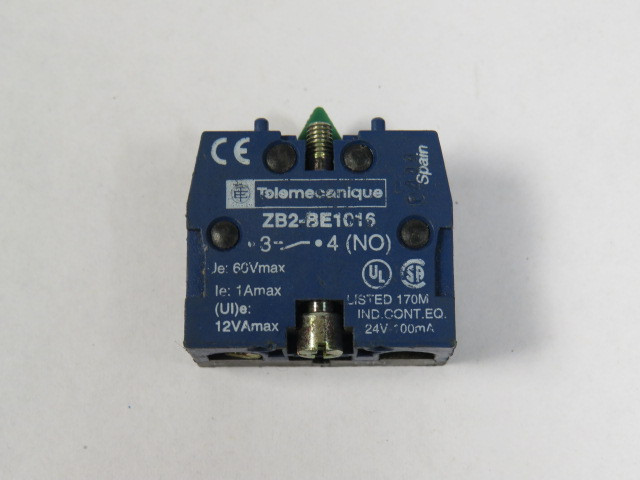 Telemecanique ZB2-BE1016 Blue Contact Block 60V 1A 1NO USED