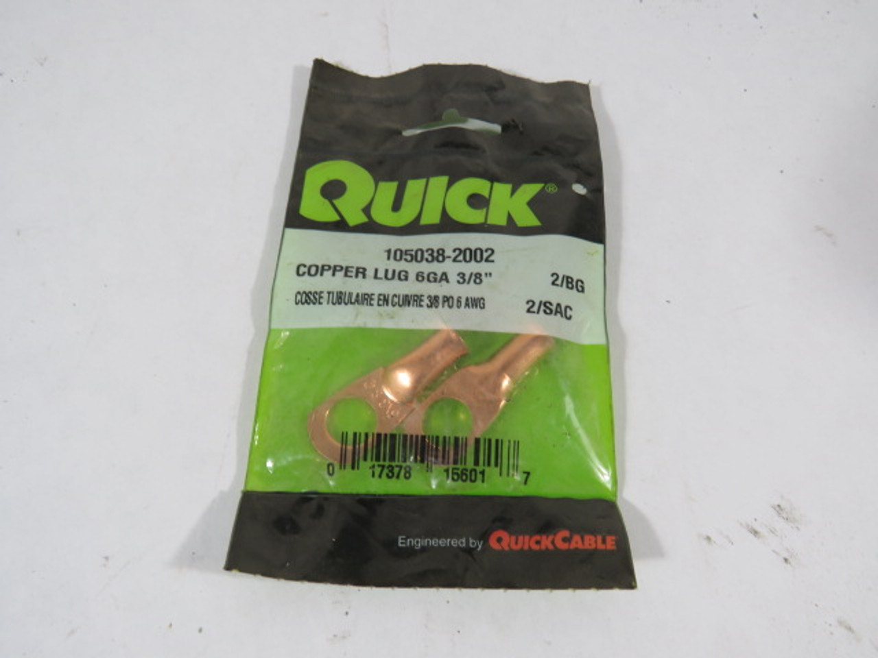 Quick Cable 105038-2002 Copper Ring Terminal Lug 6 GA 9.5mm 2-Pack ! NWB !