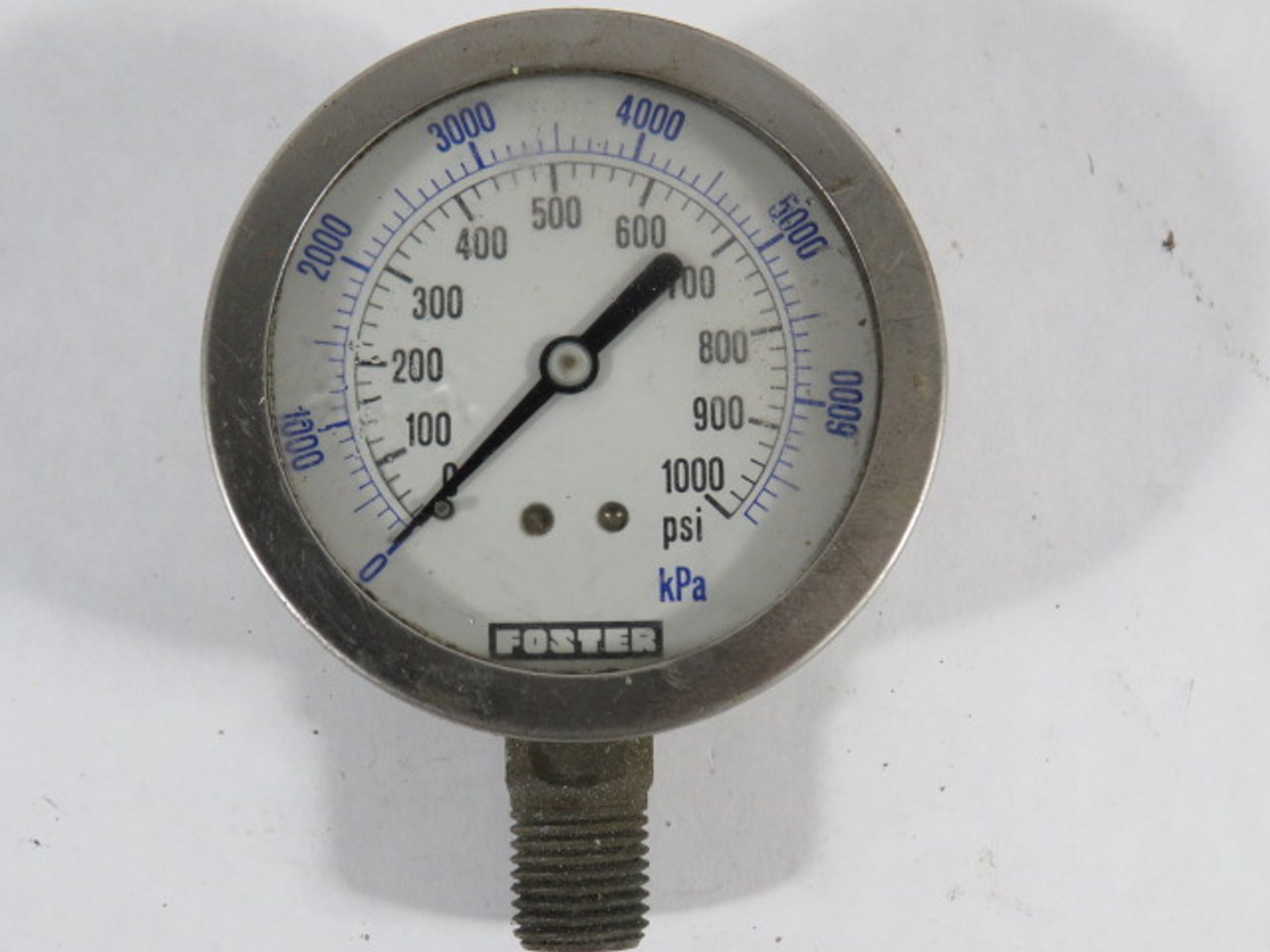 Foster 0-1000PSI 0-6800kPa Bottom-Mounted Pressure Gauge USED