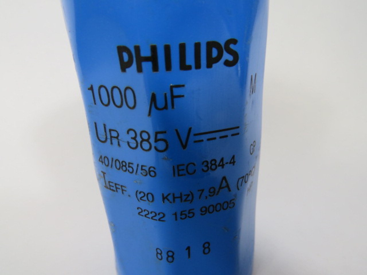 Phillips 2222-155-90005 Capacitor 1000uf 385VDC 20kHz 7.9A 70DEG C USED