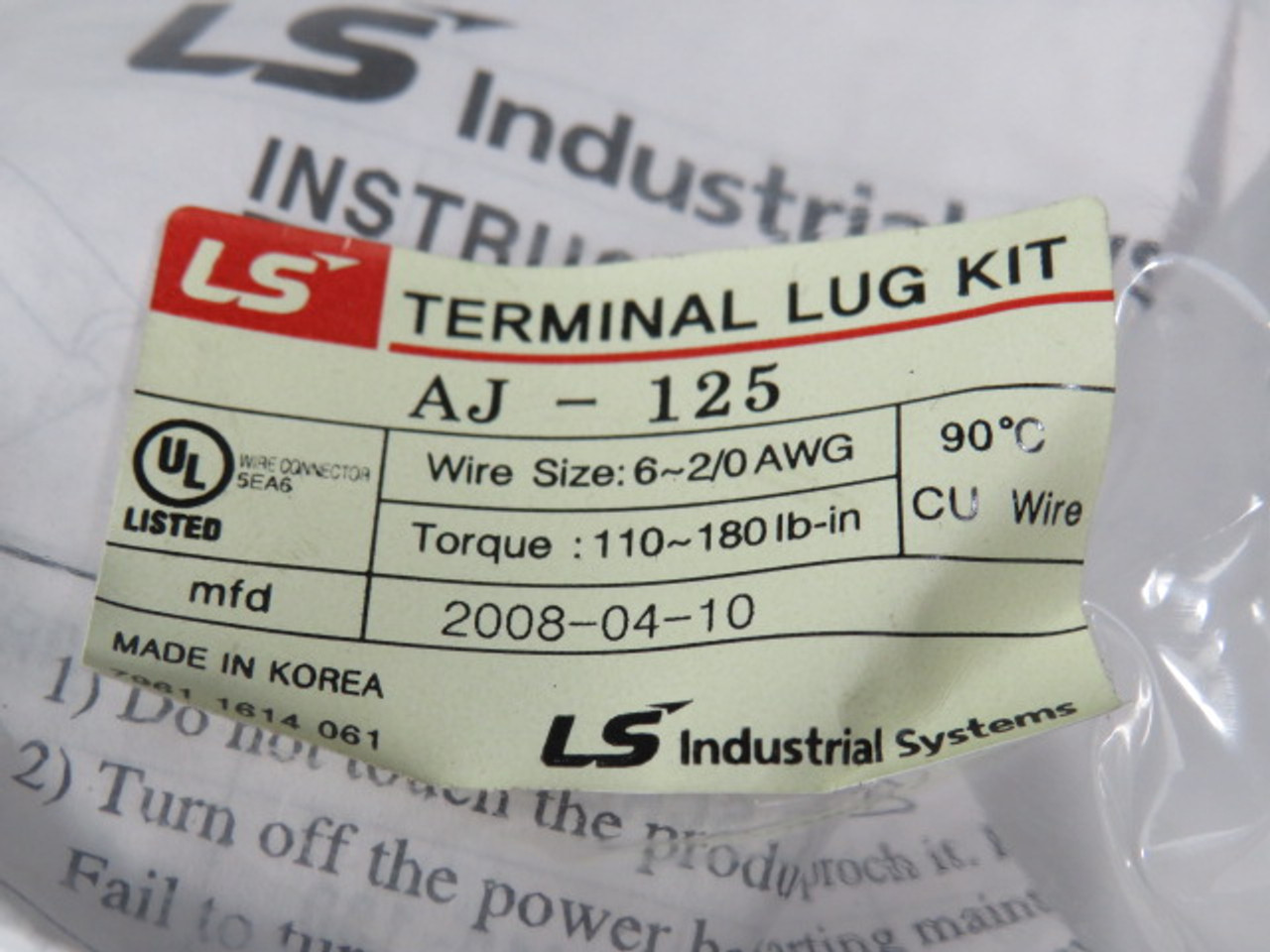 LS Industrial Systems AJ-125 Terminal Lug Kit 6-2/0 AWG ! NWB !