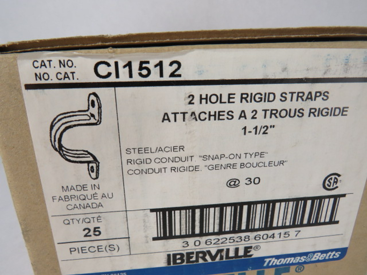 Iberville CI1512 2 Hole Right Strap 1-1/2" 25-Pack ! NEW !