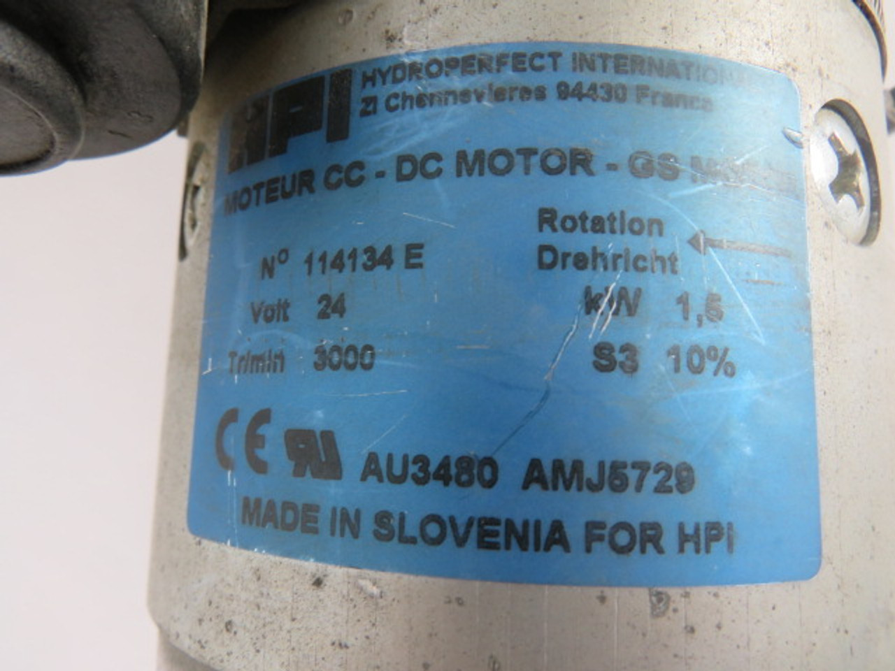 HPI 114134E DC Motor for Pump 1.5kW 3000rpm 24V TEFC 1Ph 80A 50/60Hz USED