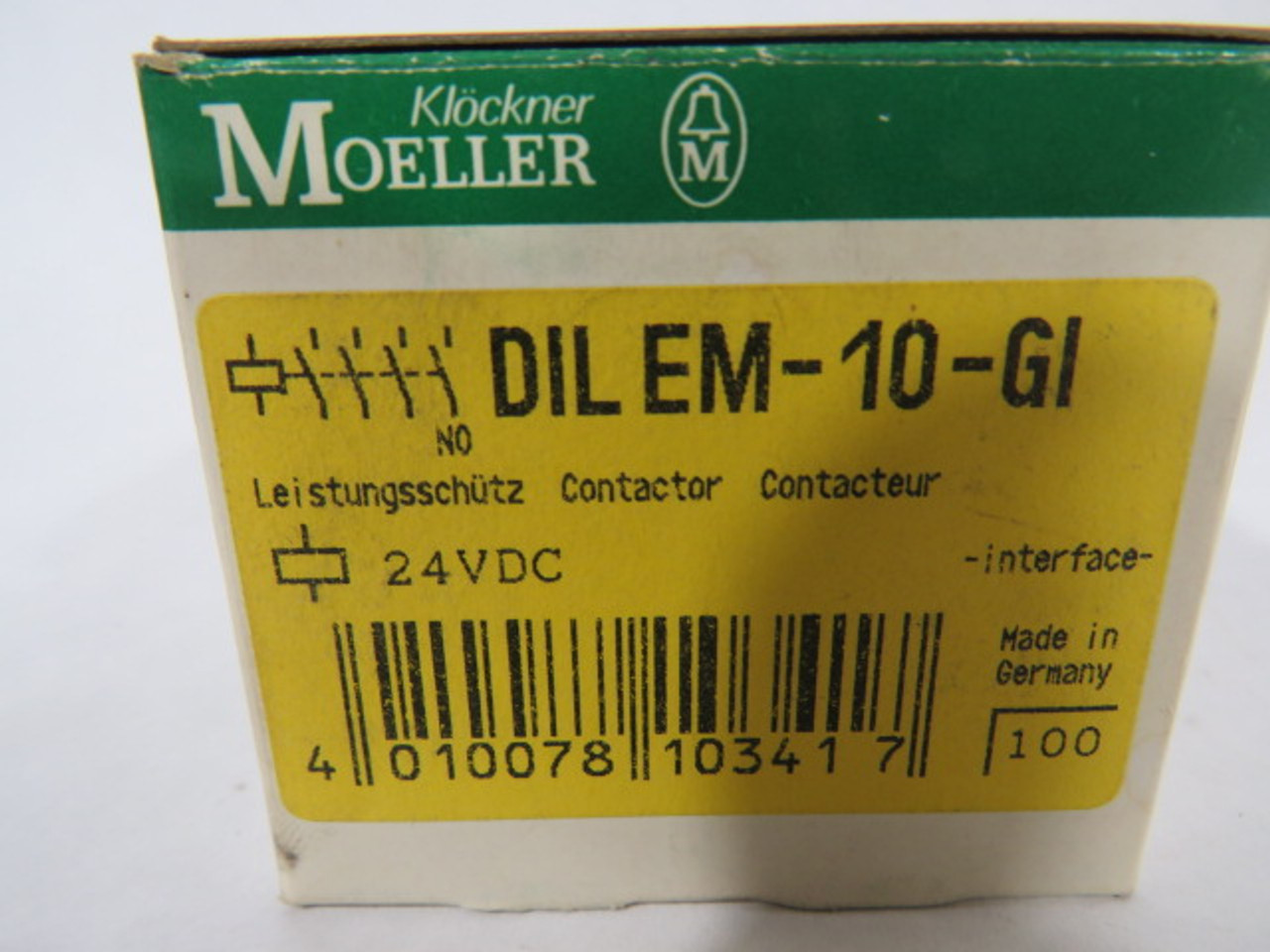 Moeller DIL-EM-10-G1 Mini Contactor 1NO 24VDC 10A 3-Pole ! NEW !