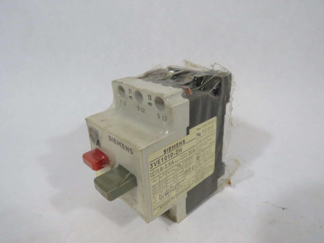 Siemens 3VE1010-2H Motor Stater Switch 1.6-2.5A 1NO 3Ph 3P 600V ! NOP !