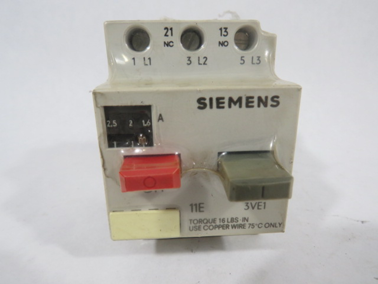 Siemens 3VE1010-2H Motor Stater Switch 1.6-2.5A 1NO 3Ph 3P 600V ! NOP !