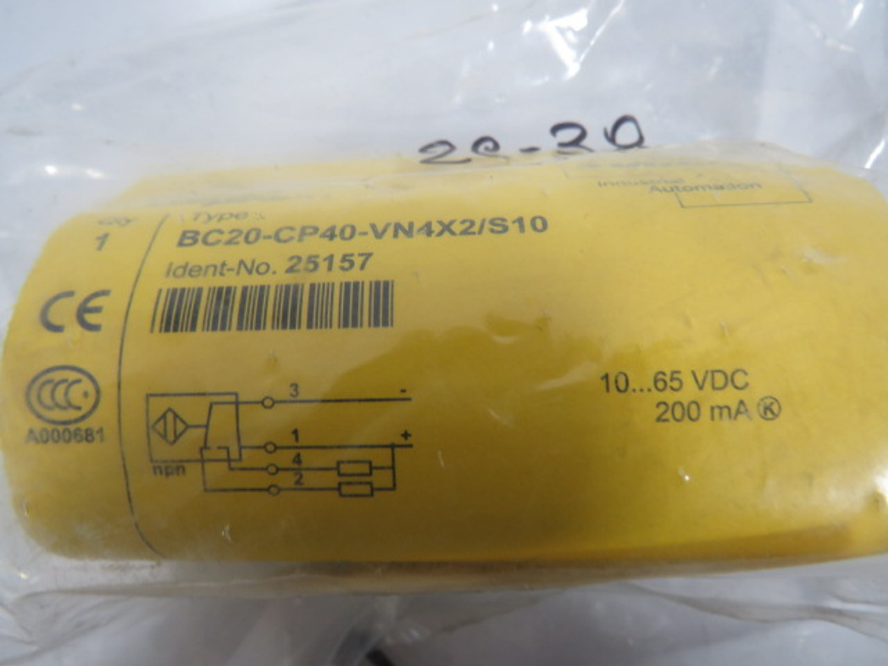 Turck BC20-CP40-VN4X2/S10 Proximity Sensor 10-65VDC 200mA 2-20mm Range ! NWB !