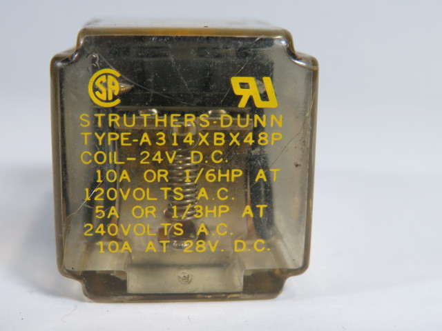 Struthers Dunn A314XBX48P-24 Relay 24VDC 10A 8 Pin USED